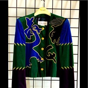 “HOST PICK” Vintage Escada by Laurel Velvet Jacket with Gold Detail Design